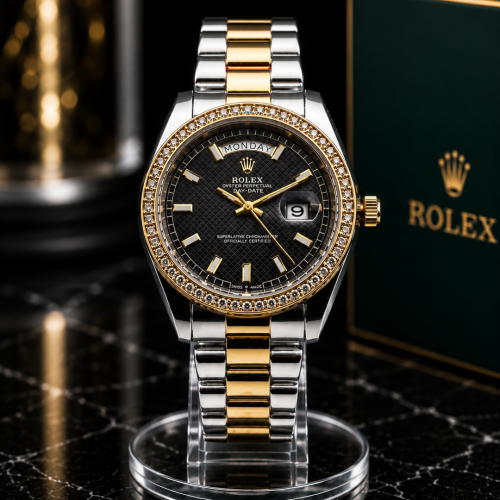 💎ROLEX DAY-DATE BAGUETTE BICOLOR-NEGRO 🔥